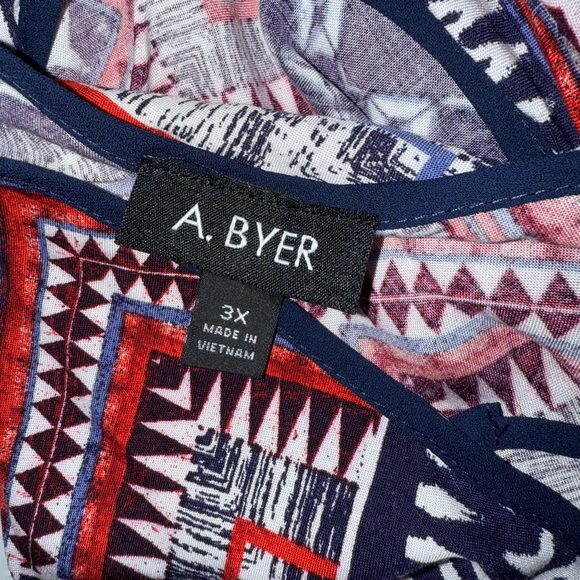 A. Byer Red White Blue Boho Chevron Tank Top Size 3X NWT - Picture 4 of 6